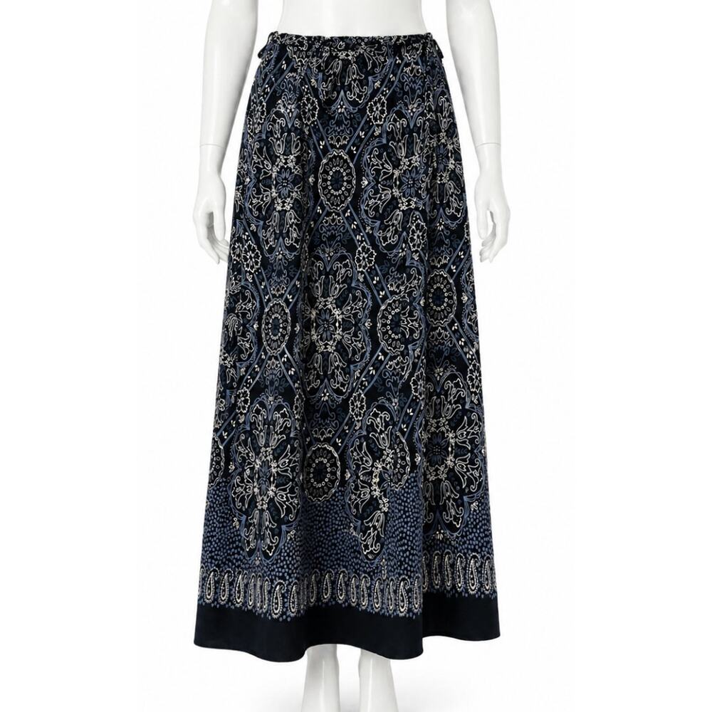 Vintage JM Collection Wrap Skirt Size M Blue Boho Chic Artsy Whimsical Festival